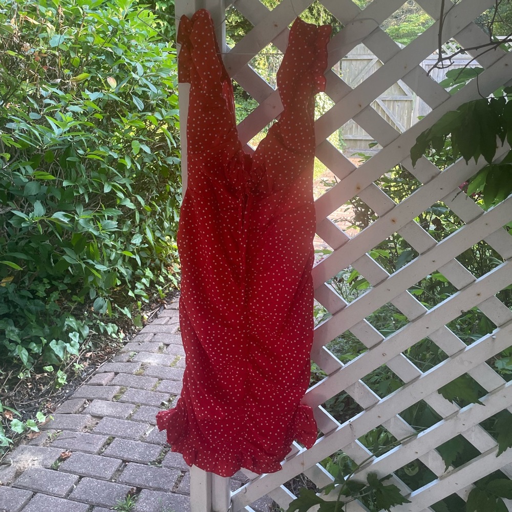 Shein red polka dot dress size S